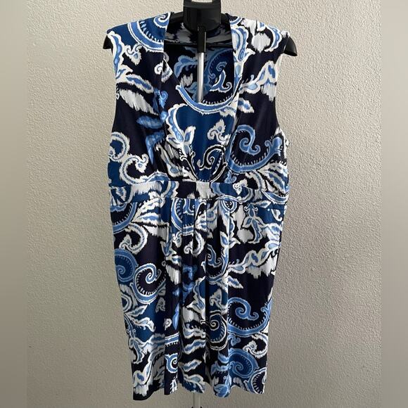 Chico’s Blue and White Patterned Sleeveless Dress Size 3X (16-18) - Picture 1 of 4